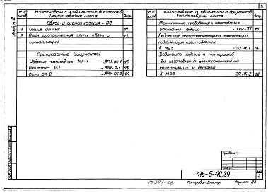 Состав фльбома. Типовой проект 416-5-42.89Альбом 2 Архитектурные решения. Конструкции железобетонные. Отопление и вентиляция. Электрическое освещение. Связь и сигнализация