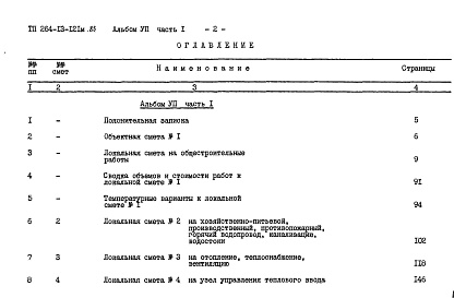 Состав фльбома. Типовой проект 264-13-121м.83Альбом 7 Сметы часть 1