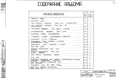 Состав фльбома. Типовой проект 4-18-698Альбом 3 Электротехническая часть и автоматизация