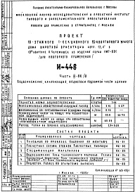 Состав фльбома. Типовой проект И-446Часть 3-ВК/0 Водоснабжение, канализация и водостоки подземной части здания