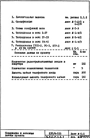 Состав фльбома. Типовой проект П37/9-515Часть 5-С Слаботочные устройства Раздел 1.Х.1 