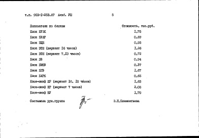 Состав фльбома. Типовой проект 903-1-253.87Альбом 8 Сметы. Калькуляции стоимостей блоков