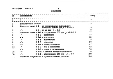 Состав фльбома. Типовой проект 903-4-54.86Альбом 5 Сметы