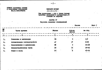 Состав фльбома. Типовой проект 264-23-3/76Альбом 4 Заказные спецификации