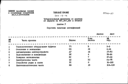 Состав фльбома. Типовой проект 264-13-91Альбом 5 Заказные спецификации