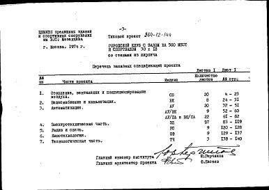 Состав фльбома. Типовой проект 264-12-144Альбом 5 Заказные спецификации