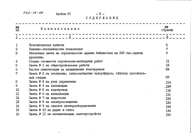 Состав фльбома. Типовой проект 262-15-46Альбом 6 Сметы