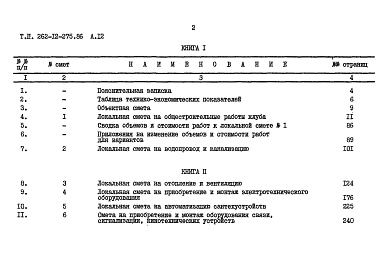 Состав фльбома. Типовой проект 262-12-275.86Альбом 12 Сметы. Книга 1