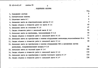 Состав фльбома. Типовой проект 416-3-21.87Альбом 7 Сметы