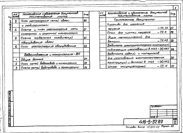 Состав фльбома. Типовой проект 416-5-37.89Альбом 2 Технология производства. Отопление и вентиляция. Водоснабжение и канализация. Силовое электрооборудование. Электрическое освещение. Связь и сигнализация