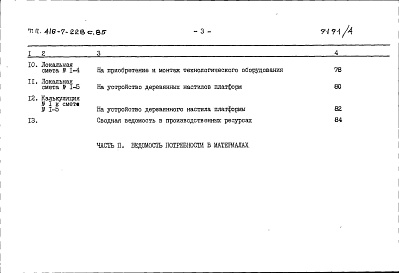 Состав фльбома. Типовой проект 416-7-228с.85Альбом 4 Сметы. Ведомости потребности в материалах