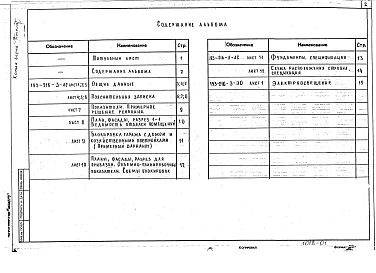 Состав фльбома. Типовой проект 193-216-3Альбом 1 Архитектурно-строительные, электротехнические чертежи