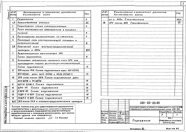 Состав фльбома. Типовой проект 501-05-113.89Альбом 1 Электропитающие установки в типовом доме связи тип 2 с подвальным этажом в конструкциях серии 1.020-1/83