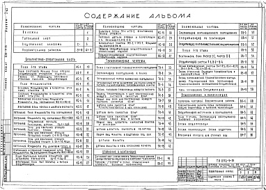 Состав фльбома. Типовой проект 252-9-51Альбом 1 Часть 1 Архитектурно-строительные, технологические и сантехнические чертежи: отопление, вентиляция, водоснабжение, канализация. Часть 2 Электротехнические чертежи: электроосвещение, силовое электрооболрудование, слаботочные устройства, автоматика