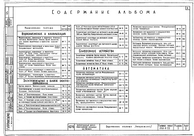 Состав фльбома. Типовой проект 252-9-33Альбом 1 Архитектурно-строительные, технологические, сантехнические и электротехнические чертежи