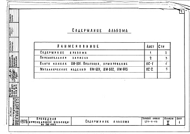 Состав фльбома. Типовой проект 254-9-40Альбом 2 Изделия заводского изготовления     