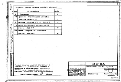 Состав фльбома. Типовой проект 501-05-89.87Альбом 6 Схемы статива АУМ-86-В     