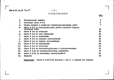 Состав фльбома. Типовой проект 244-4-50Альбом 4 Сметы Том 1; Том 2