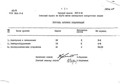 Состав фльбома. Типовой проект 244-5-8Альбом 7 Заказные спецификации