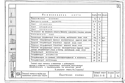 Состав фльбома. Типовой проект 244-5-9Альбом 1 Общая часть 