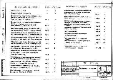 Состав фльбома. Типовой проект 252-1-79Альбом 10 Монтажные узлы и детали: Часть 1 Отопление, вентиляция, кондиционирование Часть 2 Чертежи лаболаторных щитков