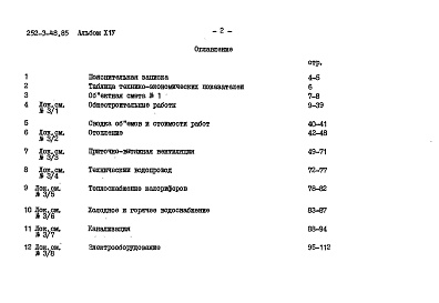 Состав фльбома. Типовой проект 252-3-48.85Альбом 14 Сметы