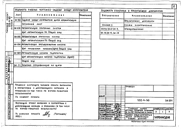 Состав фльбома. Типовой проект 252-4-30Альбом 7 Главный корпус, чертежи задания заводу-изготовителю щитов автоматики