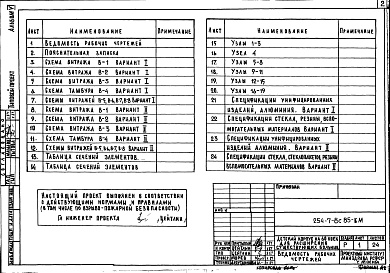 Состав фльбома. Типовой проект 254-7-8с.85Альбом 6    Витражи         	 