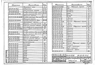 Состав фльбома. Типовой проект 501-04-37.89Альбом Рабочие и монтажные чертежи