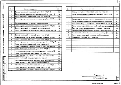 Состав фльбома. Типовой проект 501-05-75.86Альбом 2 Принципиальные схемы