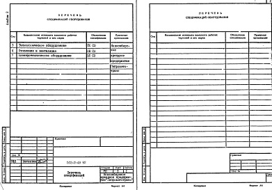 Состав фльбома. Типовой проект 503-2-49.92Альбом 2 Спецификации оборудования     