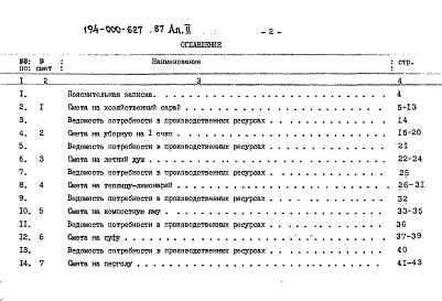 Состав фльбома. Типовой проект 194-000-627.87Альбом 2 Сметы. Ведомости потребности в материалах сметы в базисных ценах