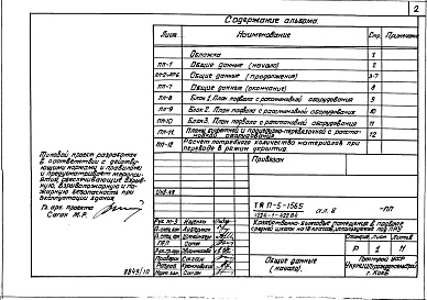 Состав фльбома. Типовой проект 224-1-422.84Альбом 8 Проектная документация на перевод помещений подвала для использования под ПРУ     