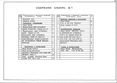 Состав фльбома. Типовой проект 709-9-98.89Альбом 4 – Технология производства, отопление и вентиляция, внутренние 
водопровод и канализация, электрическое освещение, связь и сигнализация