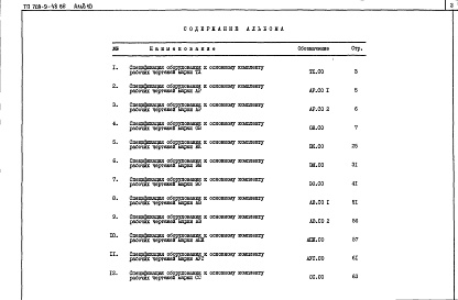 Состав фльбома. Типовой проект 709-9-48.86Альбом 10 Спецификации оборудования