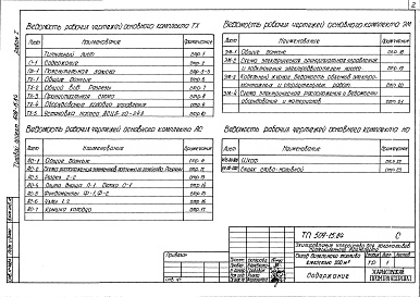 Состав фльбома. Типовой проект 509-15.84Альбом 1 Общая пояснительная записка. Технологические чертежи. Архитектурно-строительные решения. Электротехнические чертежи    