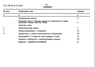 Состав фльбома. Типовой проект 509-13.84Альбом 3.85 Сметы. Ведомости потребности в материалах