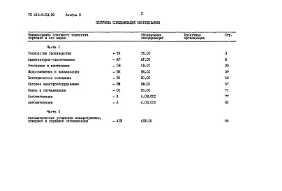 Состав фльбома. Типовой проект 416-9-53.89Альбом 8 Спецификации оборудования Часть 1, 2