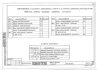 Состав фльбома. Типовой проект 111-152-13/1Альбом 6 Отопление с чугунными радиаторами "М-140-АО" и стальными радиаторами "РСГ-2" ниже отм. 0.000 (Р2.0-1)