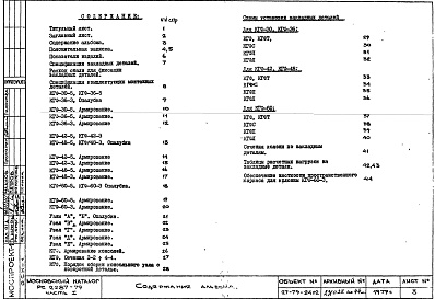 Состав фльбома. Шифр РС 2287-79Альбом 1 Рабочие чертежи Часть 1