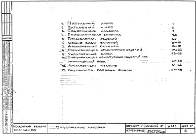 Состав фльбома. Шифр РС3154-83 ПанелиАльбом 1 Рабочие чертежи