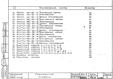 Состав фльбома. Шифр РС5151 НастилыАльбом 1 Рабочие чертежи