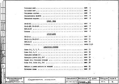 Состав фльбома. Шифр РС5261-78 ПанелиАльбом 1 Рабочие чертежи