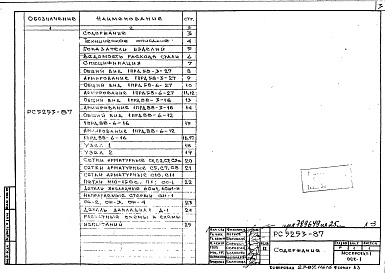 Состав фльбома. Шифр РС5253-87 ДоборныеАльбом 1 Рабочие чертежи