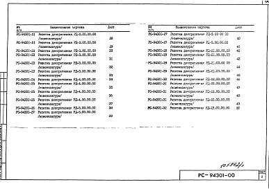 Состав фльбома. Шифр РС 94301Альбом 1 Рабочие чертежи
