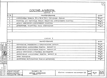 Состав фльбома. Шифр ПП ПособиеАльбом 1 Серия 1 Плинтусы Серия 2 Решетки вентиляционные Серия 3 Облицовка колонн, столбов, внутренних стен и перегородок