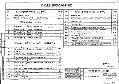 Состав фльбома. Шифр 9ДС6-301 КонструкцииАльбом 1 Узлы стальных кровель Часть 1