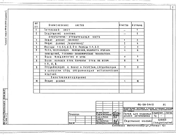 Состав фльбома. Типовой проект 199-000-218.83Альбом 1 Архитектурно-строительная часть, электрооборудование