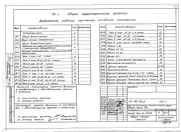 Состав фльбома. Типовой проект 111-152-14/1.2Альбом 3 Общая характеристика проекта (РО-1)