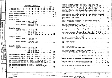 Состав фльбома. Шифр РС 2272-77Альбом 1 Рабочие чертежи 